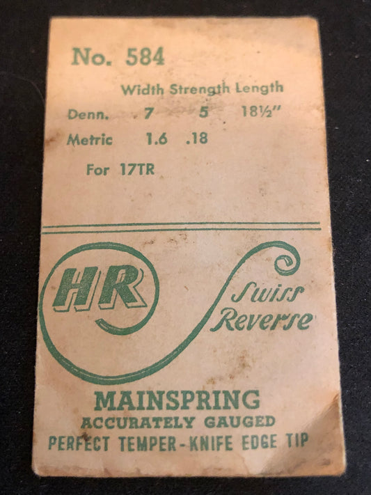 HR Mainspring No. 584 for Bulova 17TR, Lemaina 19N20 & Venus 121-122 - Steel