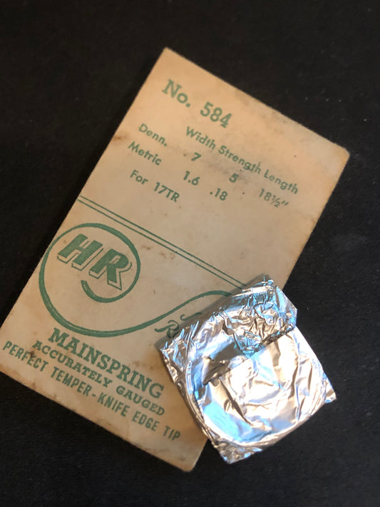 HR Mainspring No. 584 for Bulova 17TR, Lemaina 19N20 & Venus 121-122 - Steel