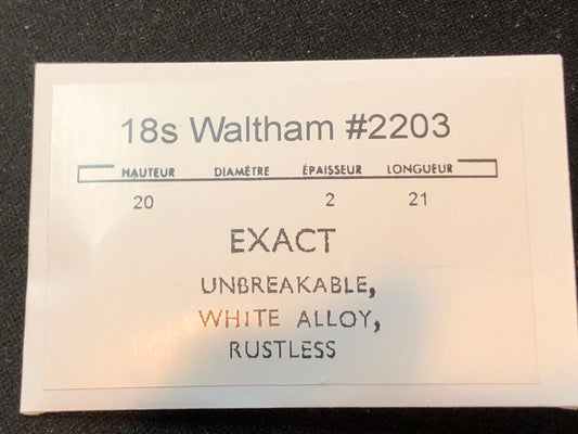 Waltham Mainspring for 18s No. 2203 (EXACT) - Alloy