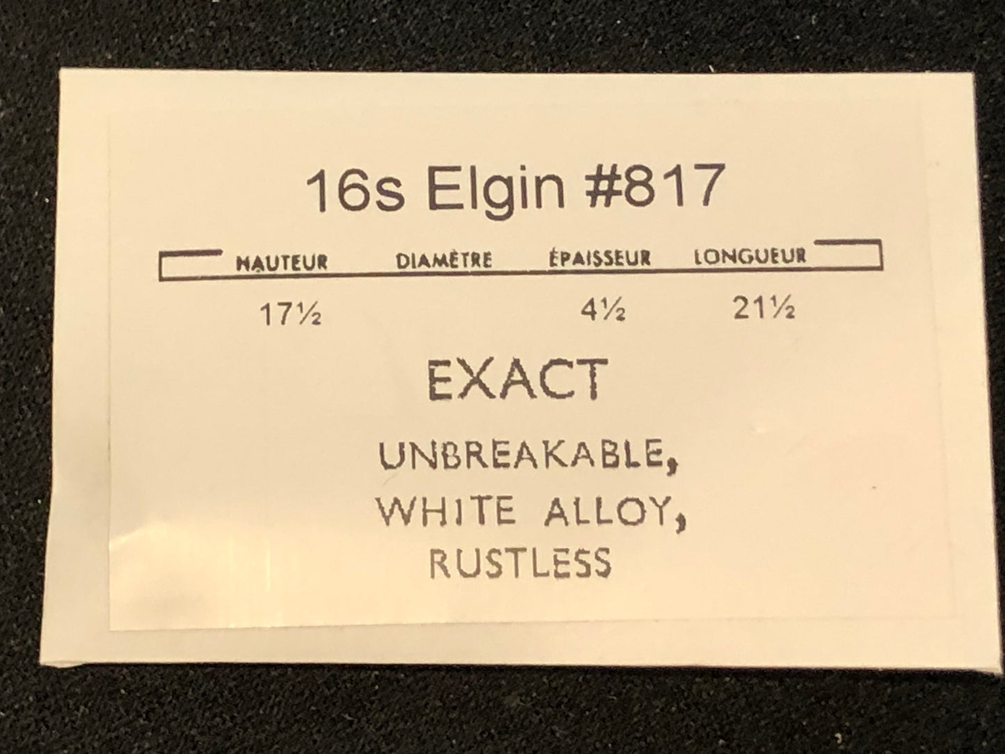 Elgin 16s Mainspring No. 817 (EXACT) - Alloy