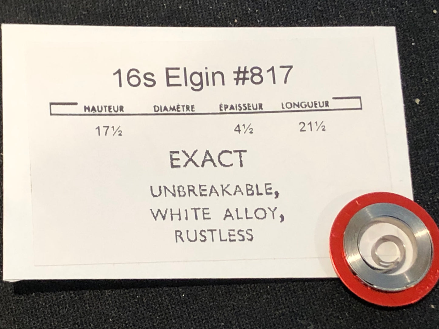 Elgin 16s Mainspring No. 817 (EXACT) - Alloy