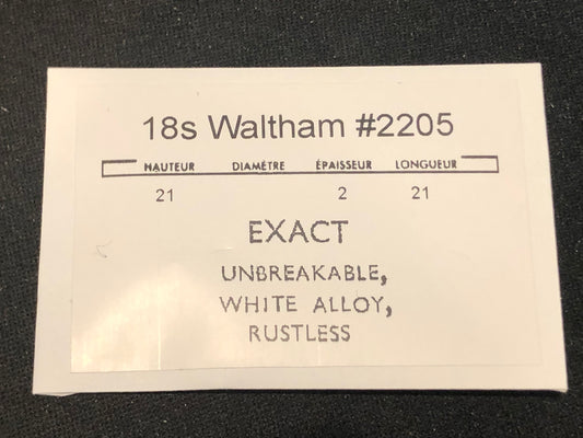 Waltham Mainspring for 18s No. 2205 (EXACT) - Alloy