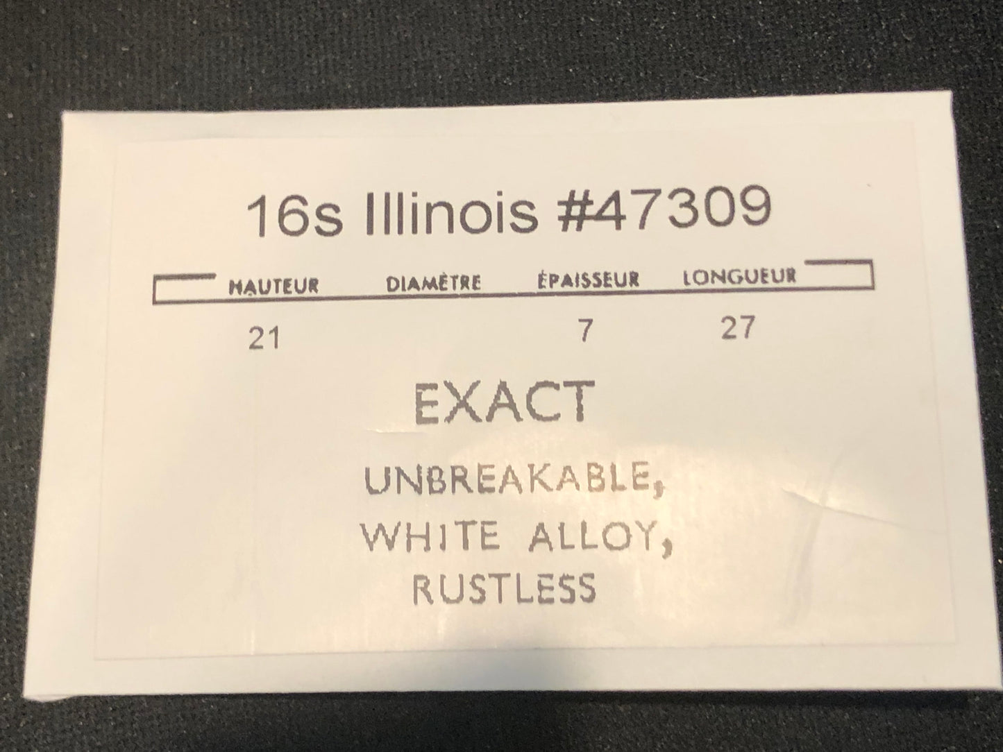 Illinois Mainspring for 16s No. 47309 for 60 hr RR watches (EXACT) - Alloy