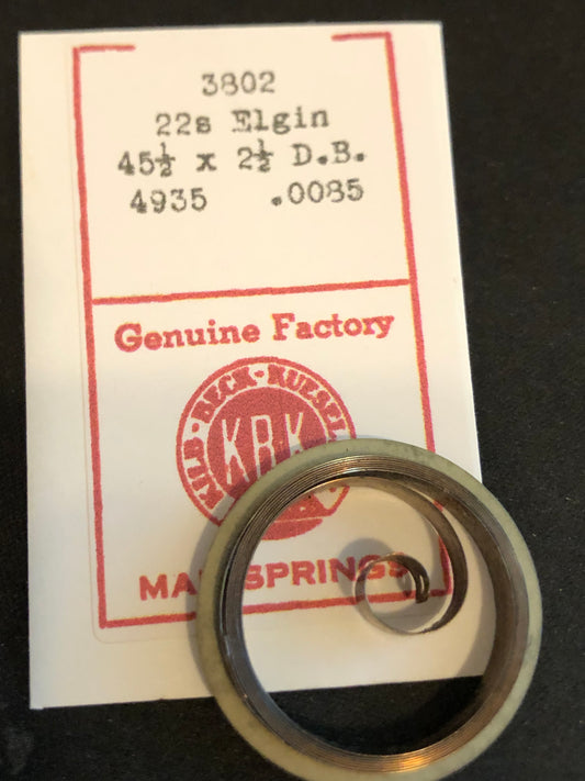 KBK Mainspring #3802 for Elgin 22s No. 4935 - Steel