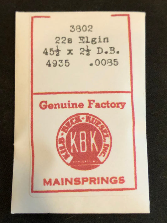 KBK Mainspring #3802 for Elgin 22s No. 4935 - Steel