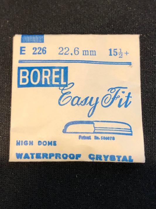 Borel E226 - 15½ Easy Fit 22.6mm Acrylic High Dome Waterproof Watch Crystal - New