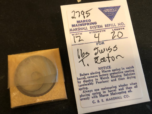 Marco Mainspring #2795 for 16s T. Eaton (Gallet) movements - Steel