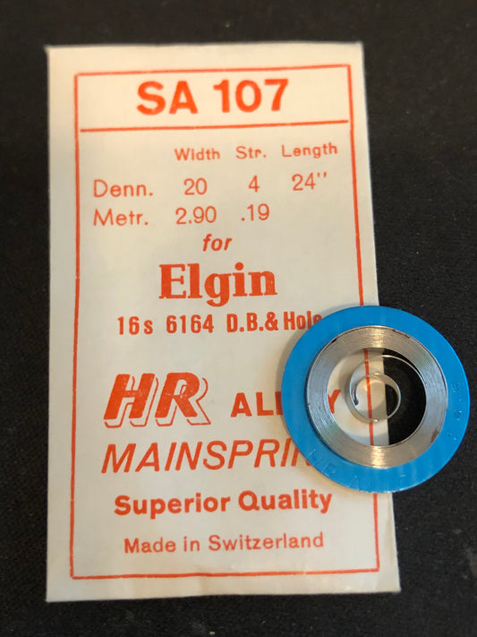 HR Mainspring SA107 for 16s Elgin B.W. Raymond No. 6164 - Alloy