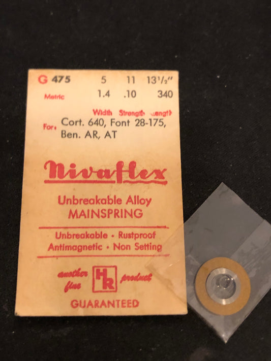HR Nivaflex Mainspring G475 for Cort 640, Font 28 - 175, Benrus AR, AT - Alloy