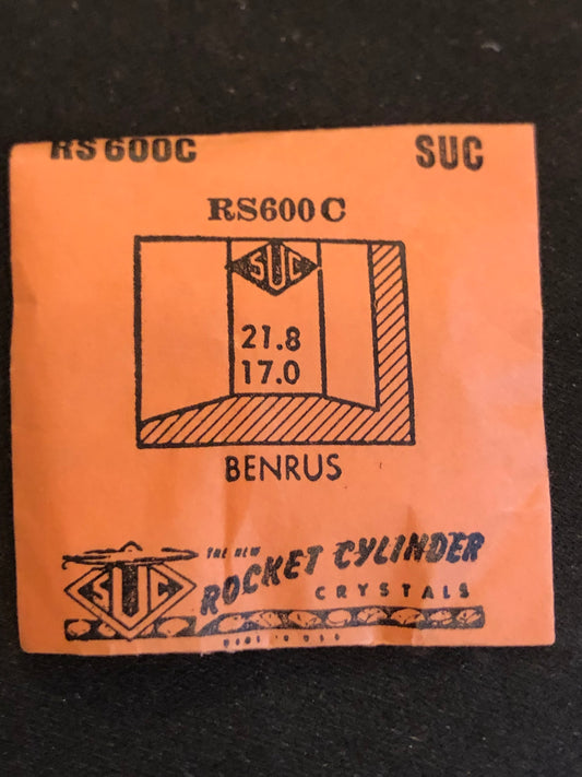 SUC Rocket Faceted Crystal RS 600C for BENRUS - 21.8 x 17.0mm - New