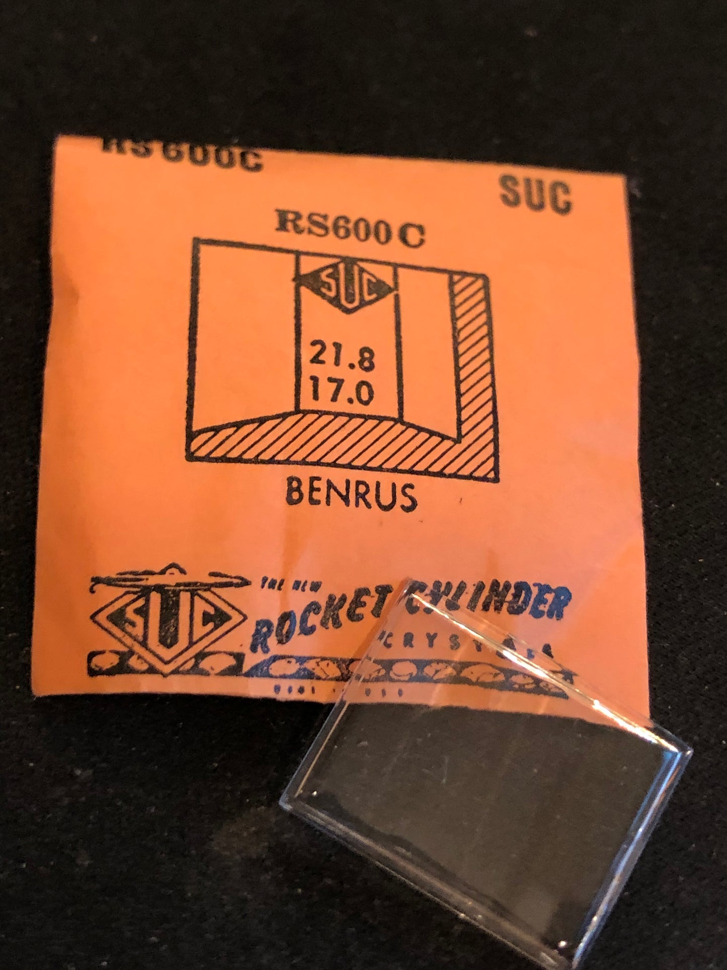 SUC Rocket Faceted Crystal RS 600C for BENRUS - 21.8 x 17.0mm - New