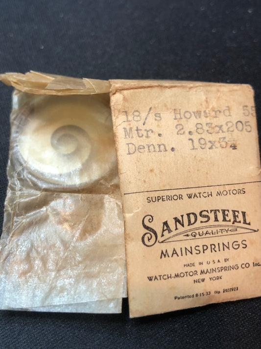 Sandsteel Mainspring for Howard 18s Factory No. 55 - Steel