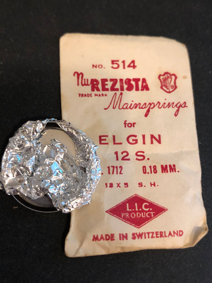 NuRezista Mainspring #514 for Elgin 12s Factory No. 1712 - Steel