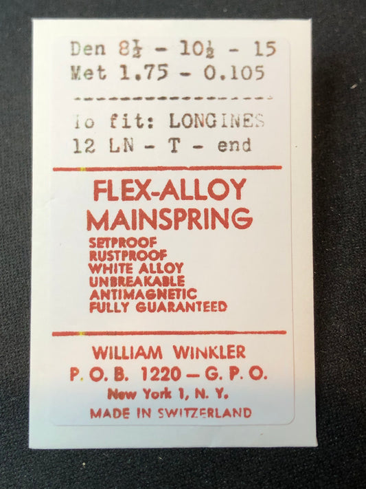 Flex-Alloy Mainspring for Longines 12LN (12L, 12N) - Alloy