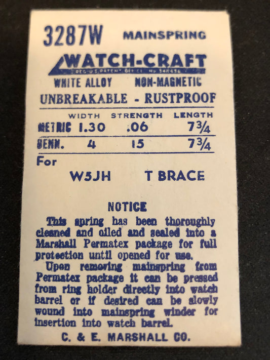 Watch-Craft Mainspring 3287W for Wittnauer Caliber 5JH - Alloy