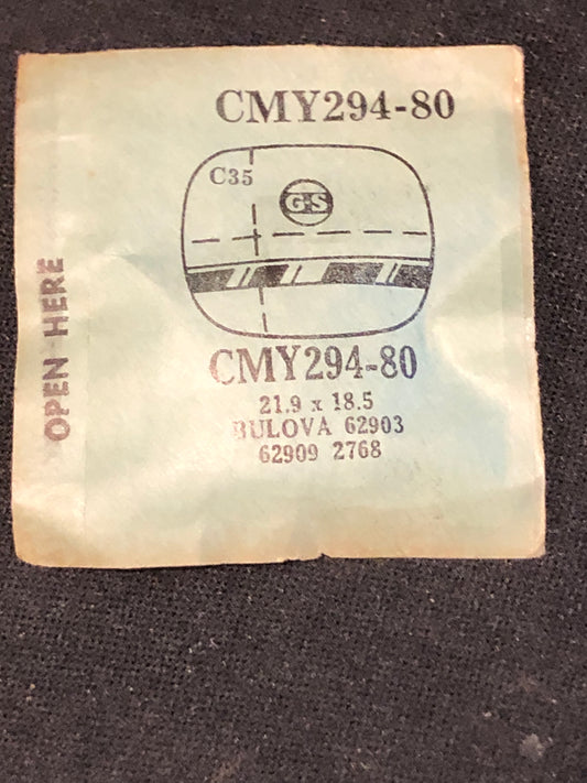 GS Fancy Crystal CMY294-80 for BULOVA case# 62903, 62909, 2768 - 21.9 x 18.5 mm - New