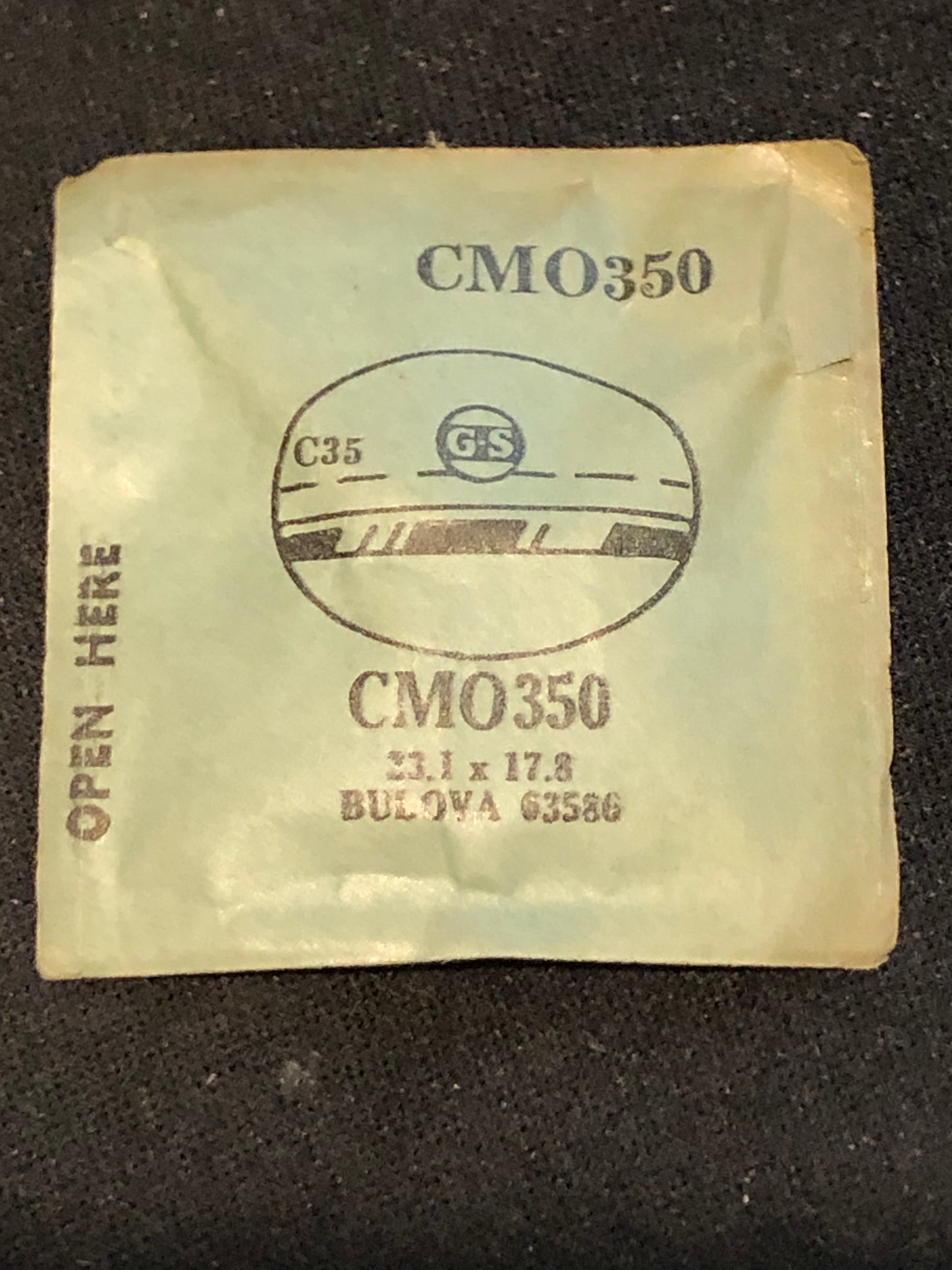 GS Fancy Crystal CMO350 for BULOVA case# 63586 - 23.1 x 17.8 mm - New