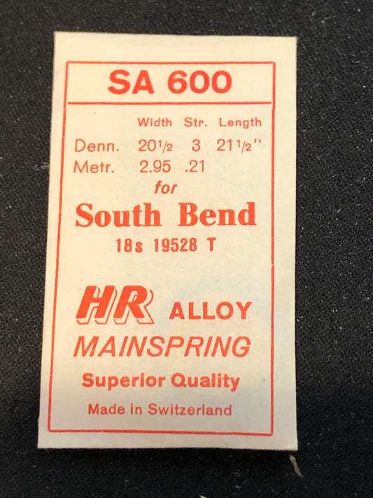 HR Mainspring SA600 for South Bend 18s No. 19528 - Alloy