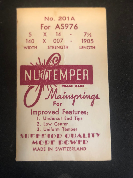 NuTemper Mainspring No. 201A for AS caliber 976 movements - Steel