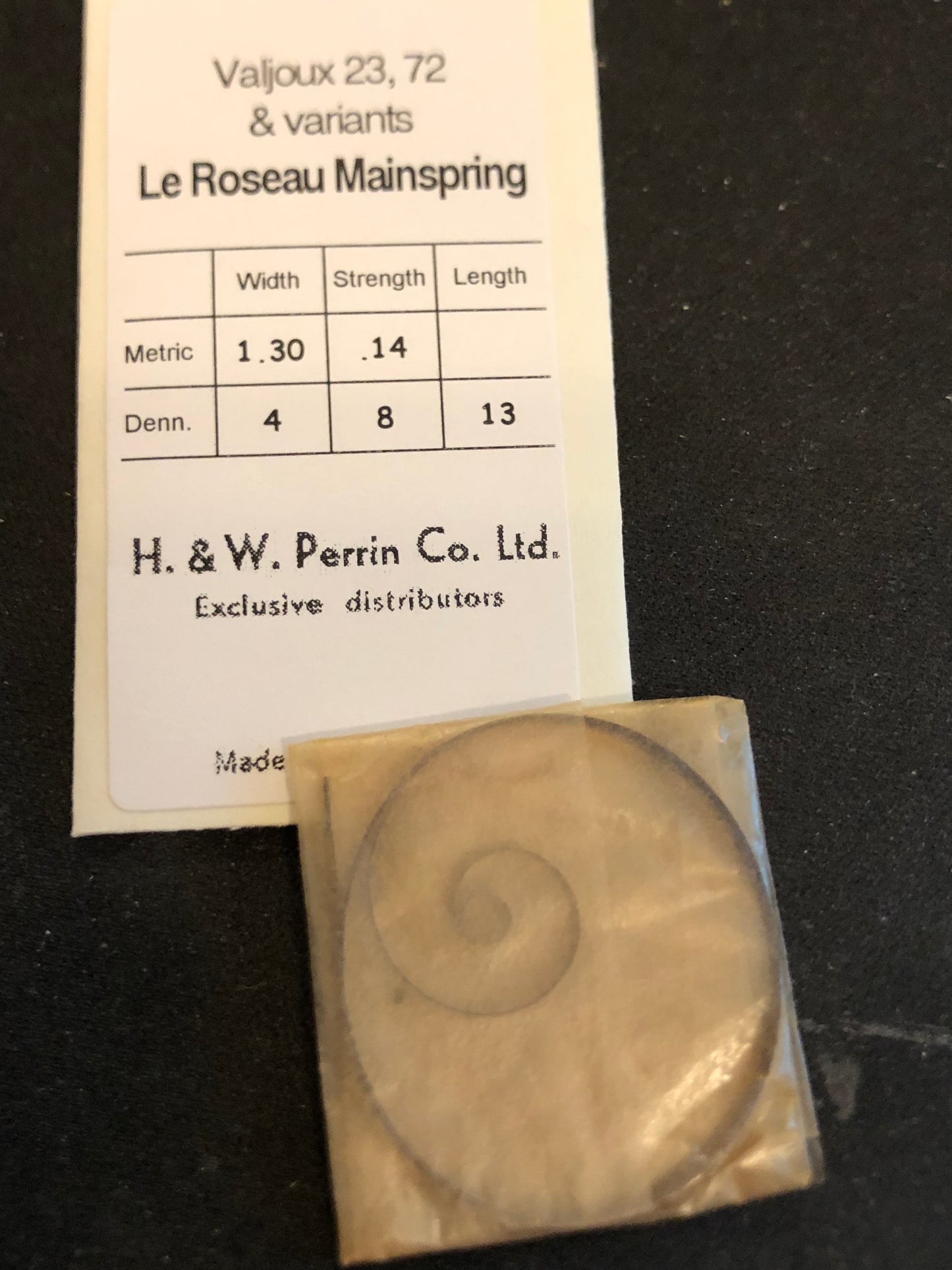 H. & W. Perrin Co. Mainspring for Valjoux 23, 23C, 72, 72C - Steel