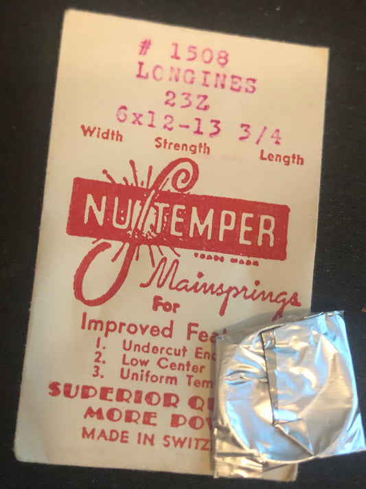 NuTemper Mainspring #1508 for Longines caliber 23Z - Steel