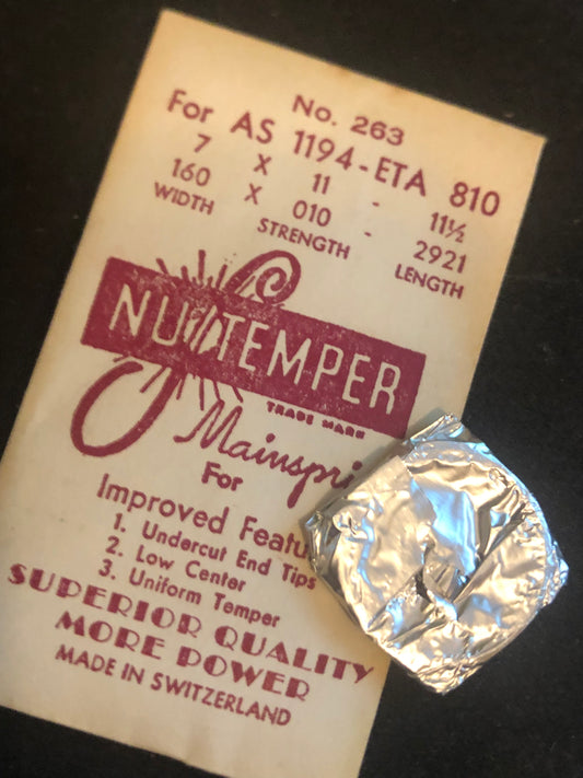 NuTemper Mainspring No. 263 for AS 1194, ETA 810 caliber movements - Steel