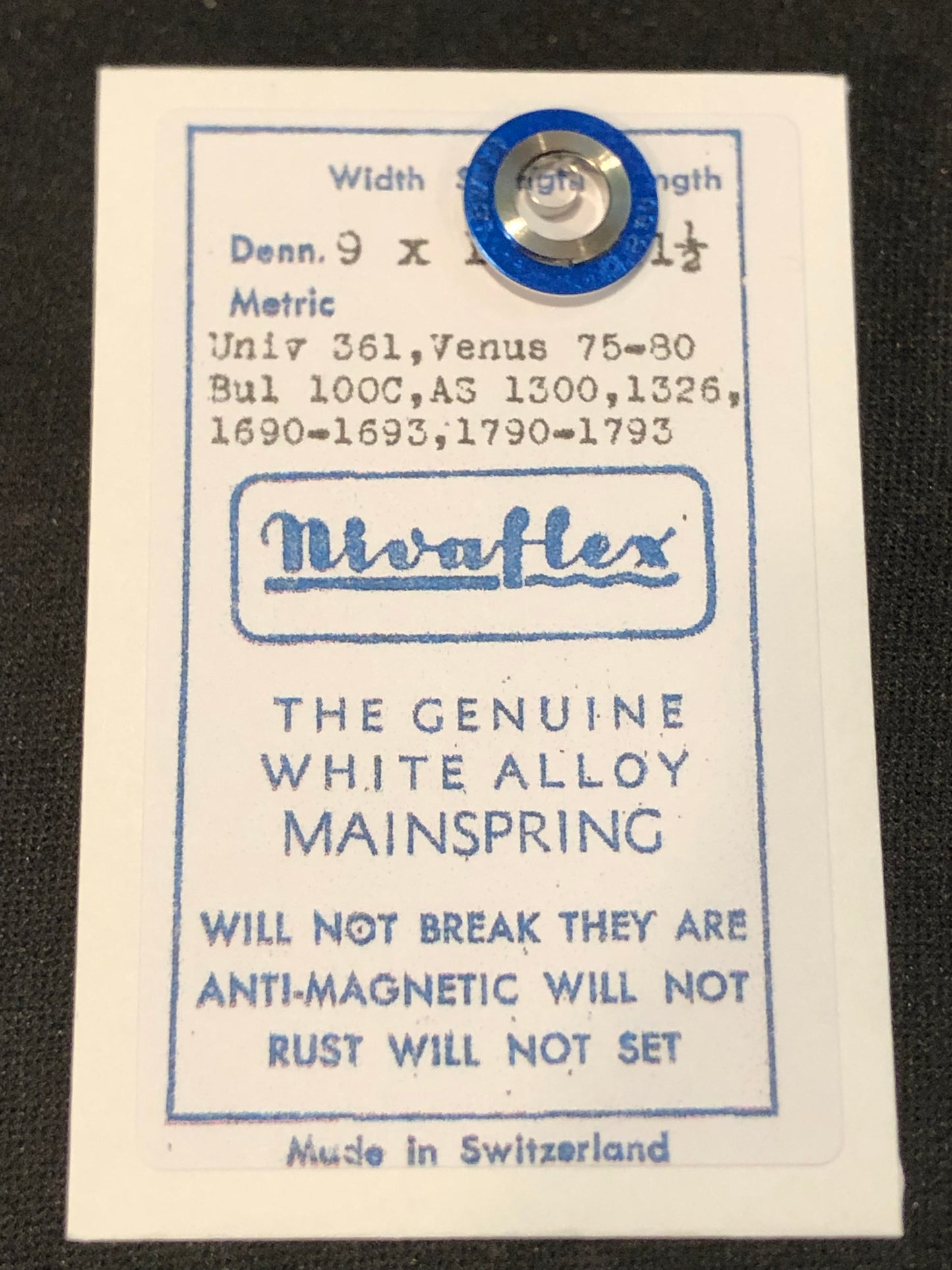 Nivaflex Mainspring for Universal 361, AS 1300, 1326, 1690 - 1693, Bulova 10OC - Alloy