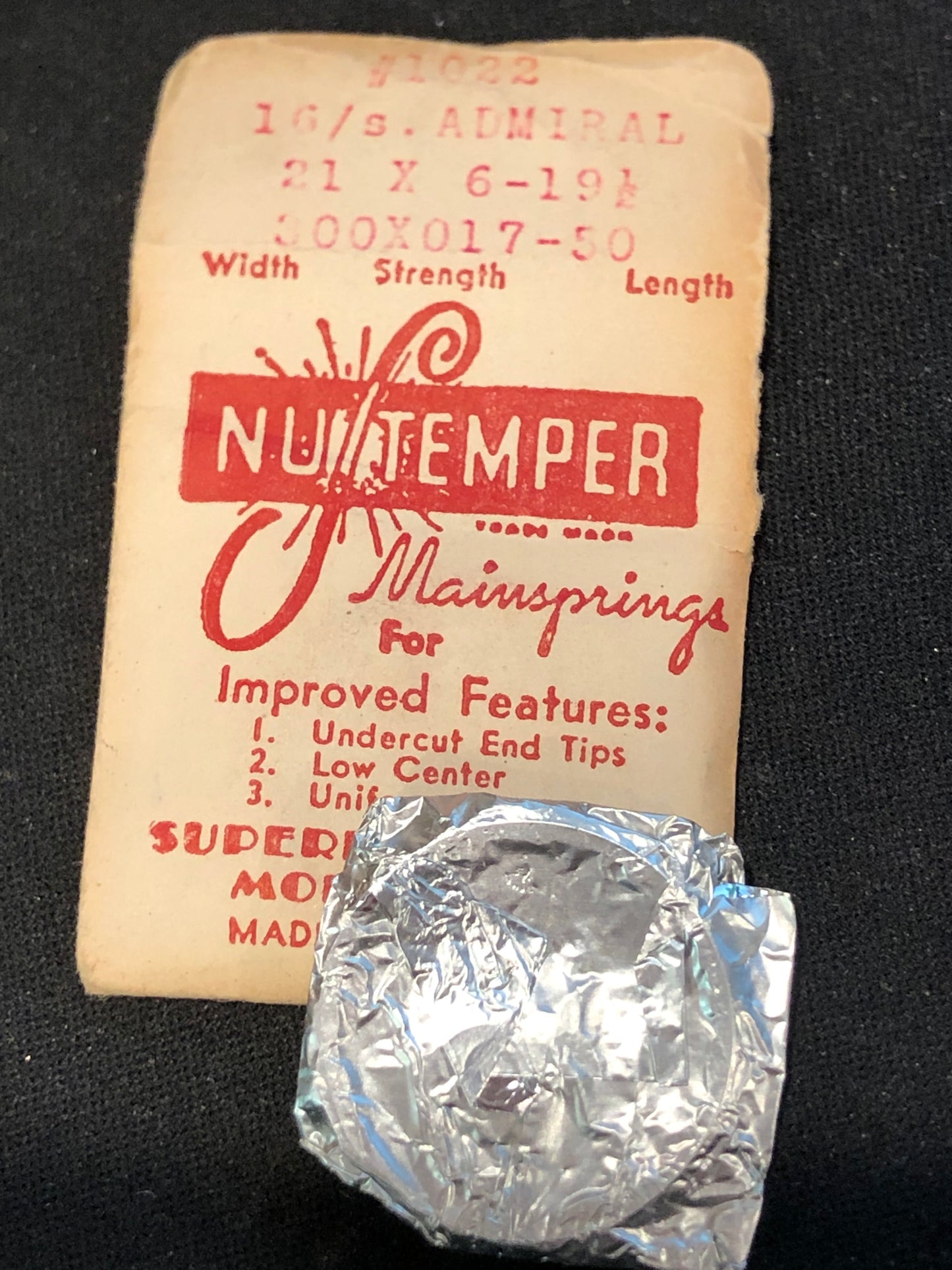 NuTemper Mainspring #1022 for 16s CYMA / Tavannes Admiral Pocket Watch - Steel