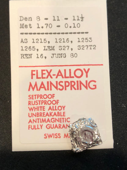 Flex-Alloy Mainspring for AS 1215, 1216, 1253, 1265, Lemania S27, S27T2 - Alloy