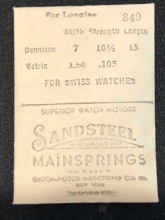 Sandsteel Mainspring #849 for Longines caliber 9.32 - Steel