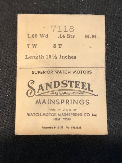 Sandsteel Mainspring #7118 for Omega Caliber 28.9 & 28.9T2 - Steel