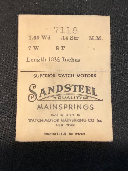 Sandsteel Mainspring #7118 for Omega Caliber 28.9 & 28.9T2 - Steel