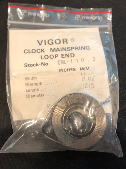Vigor Loop Clock Mainspring - 7/16" x .018" x 48" Long - CML 110.2