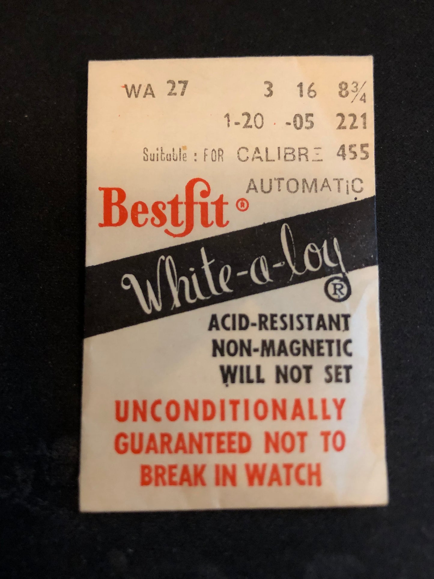 BESTFIT Mainspring WA27 for Omega caliber 455 Automatic - Alloy