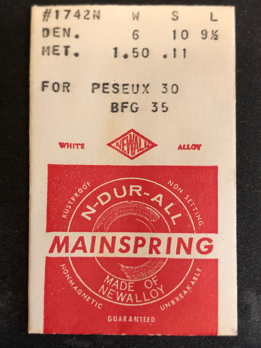 NEWALL Mainspring #1742N for Peseux 30, BFG 35 - Alloy