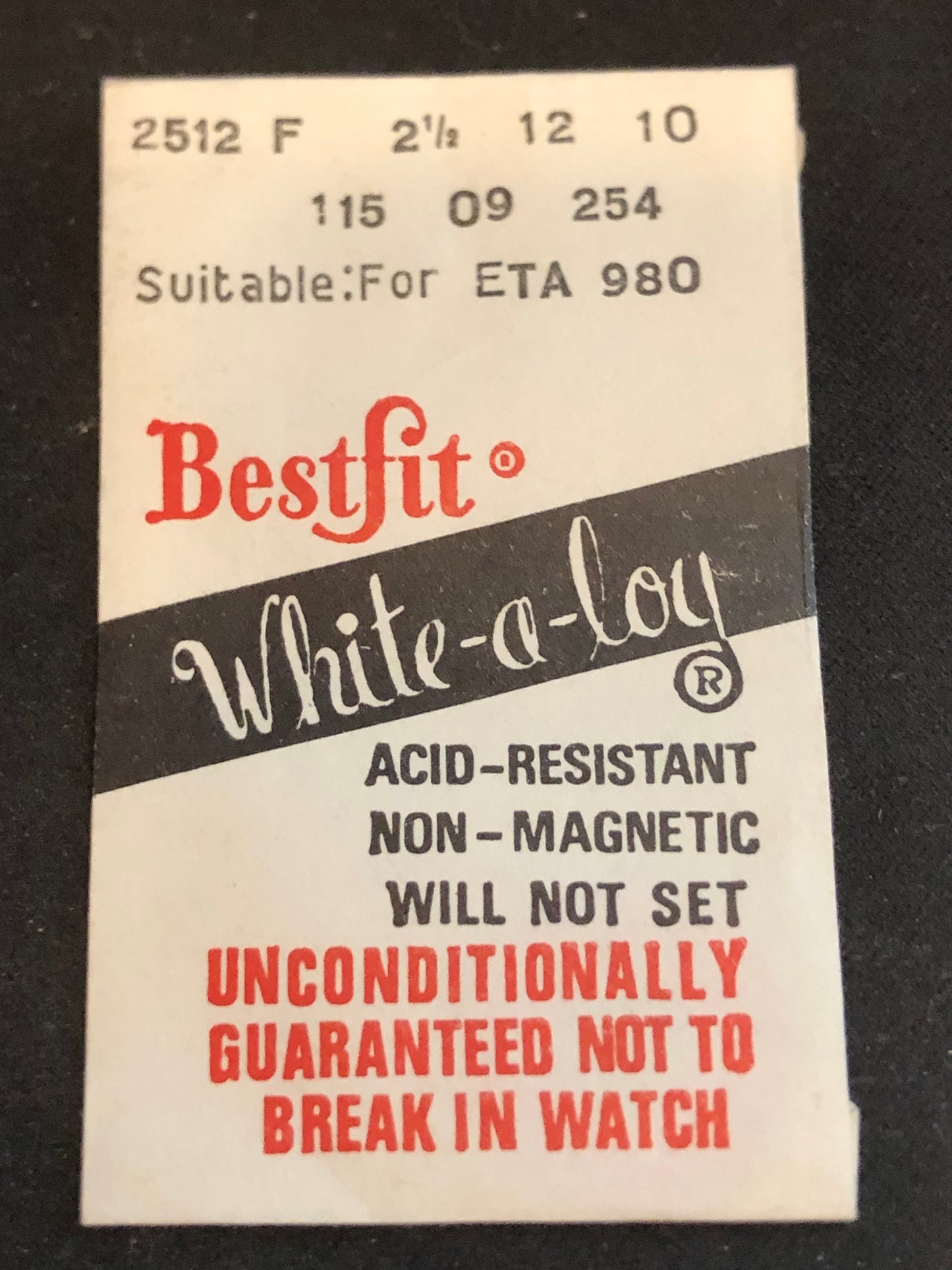 BESTFIT Mainspring 2512F for ETA caliber 980 - Alloy