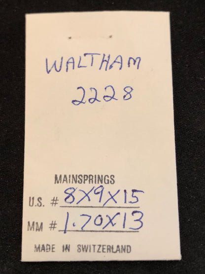 Alloy Mainspring for 0s Waltham No. 2228