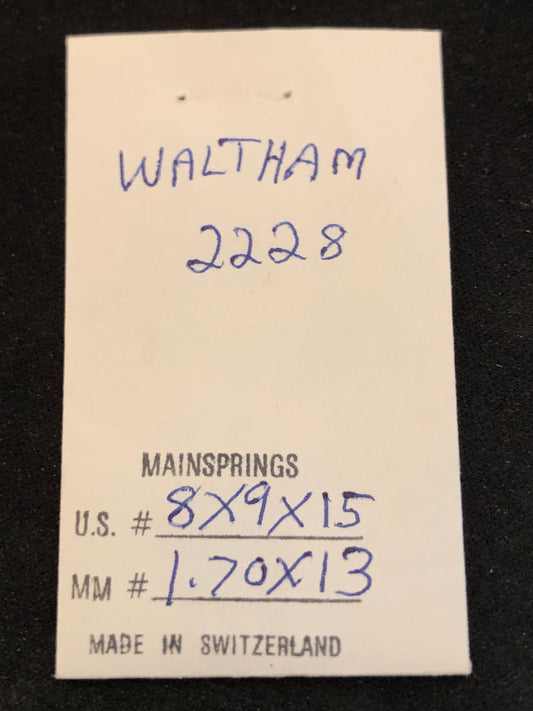 Alloy Mainspring for 0s Waltham No. 2228