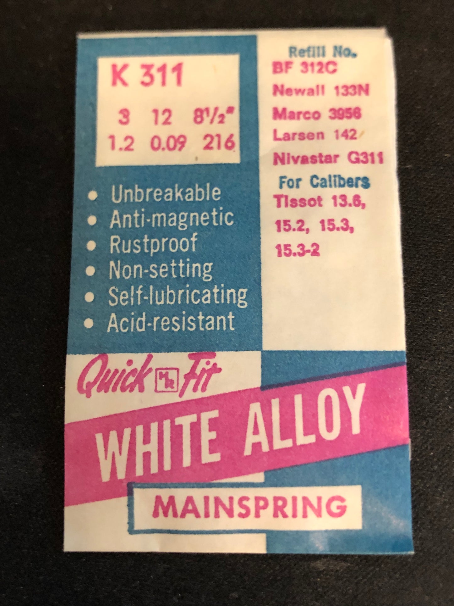 HR Quick Fit Mainspring K311 for Tissot caliber 15.2, 15.3 15.3-2 - Alloy