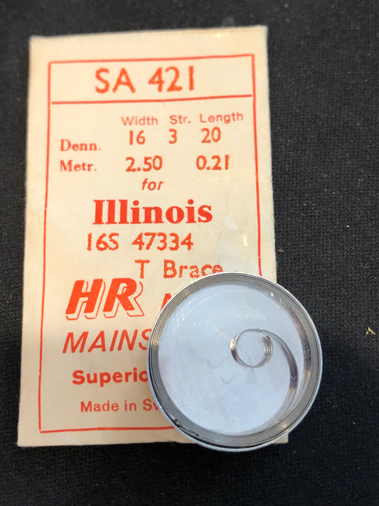 HR Mainspring SA421 for 16s Illinois Factory No. 47334 - Alloy