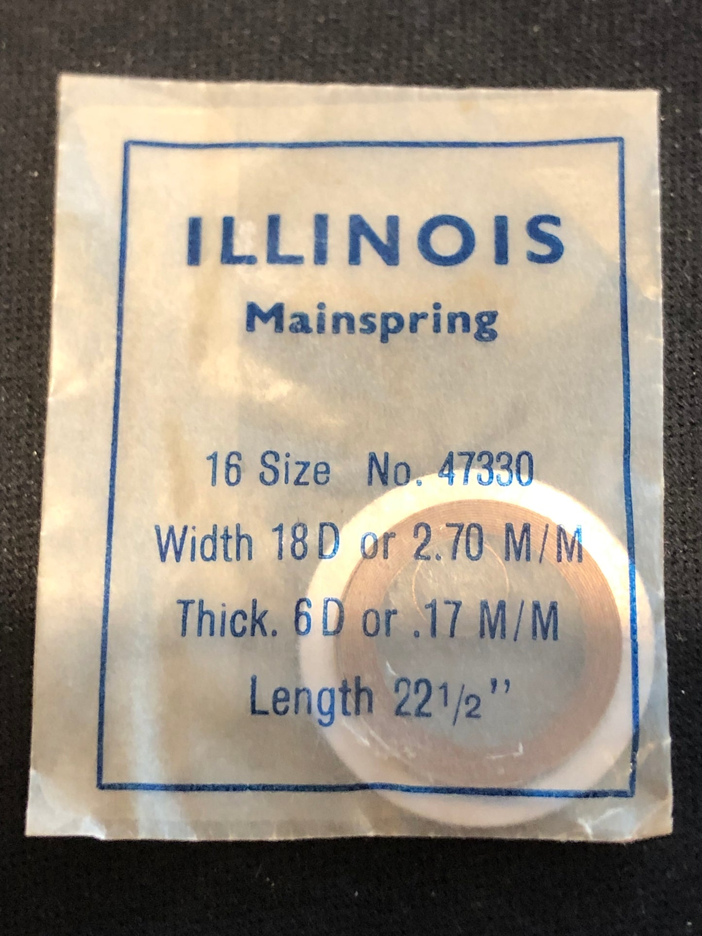 Illinois Factory Mainspring No. 47330 for 16s movements - Steel