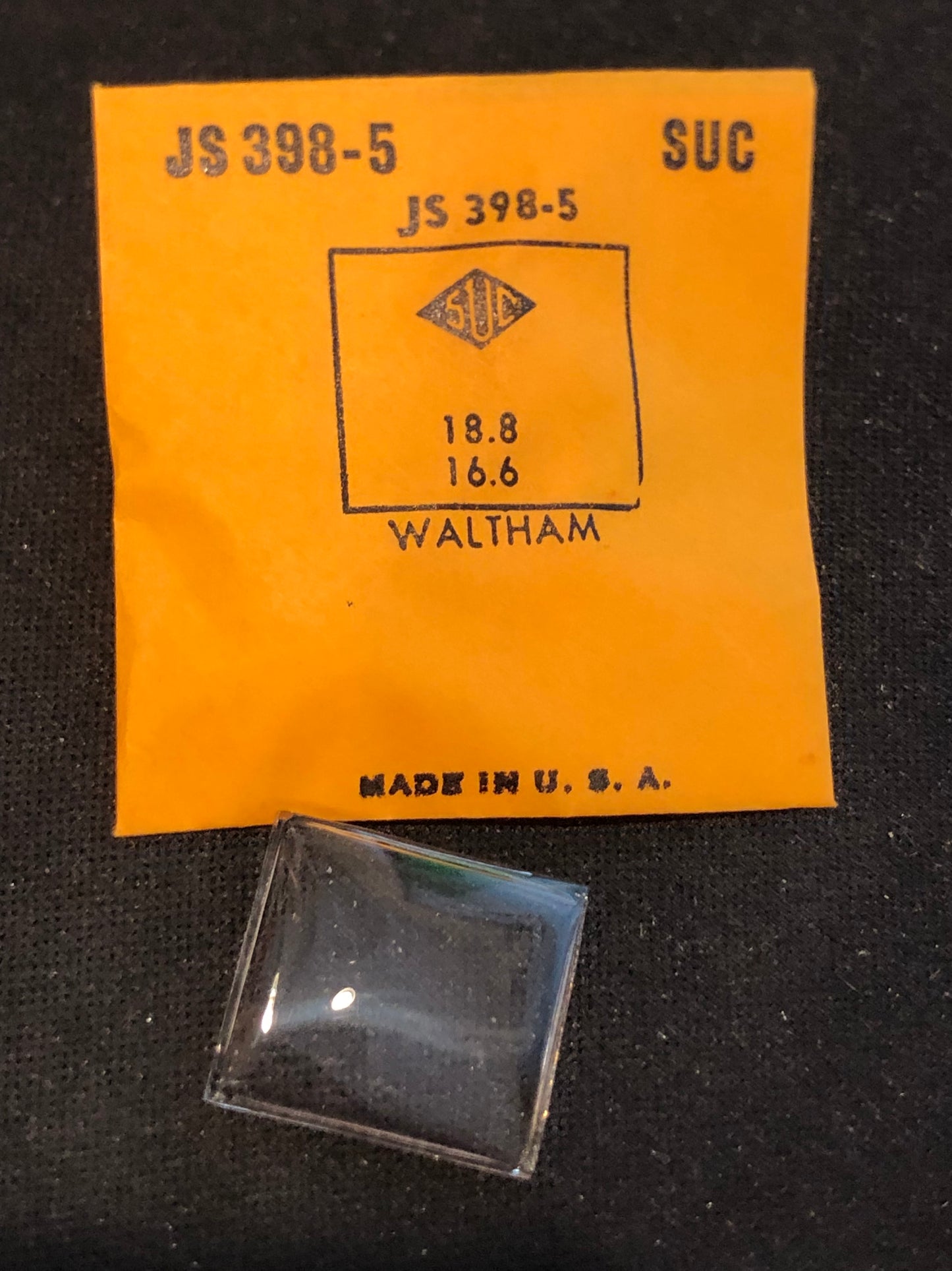 SUC Fancy Crystal JS 398-5 for Waltham - 18.8 x 16.6mm - New