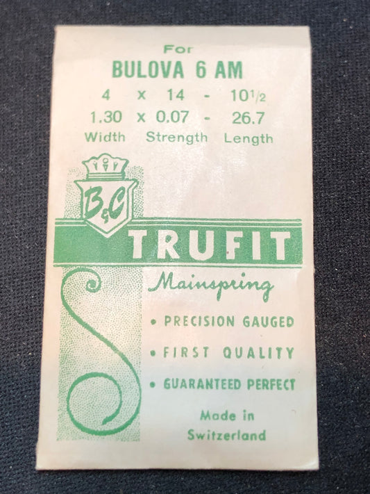 Trufit Mainspring for Bulova caliber 6AM - Steel
