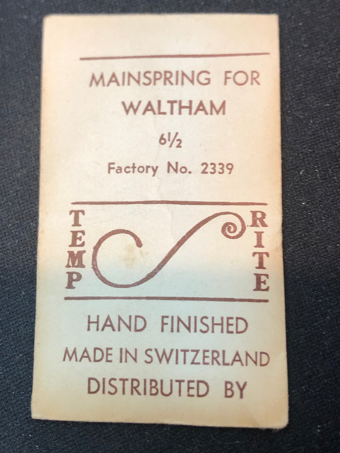 Temp-Rite Mainspring - Waltham 2239 for 6½ Ligne Model 650 - Steel