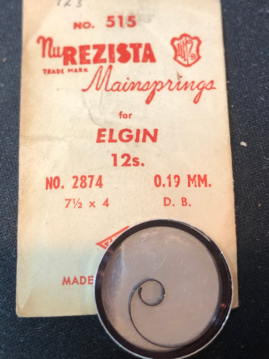 NuRezista Mainspring #515 for Elgin 12s Factory No. 2874 - Steel