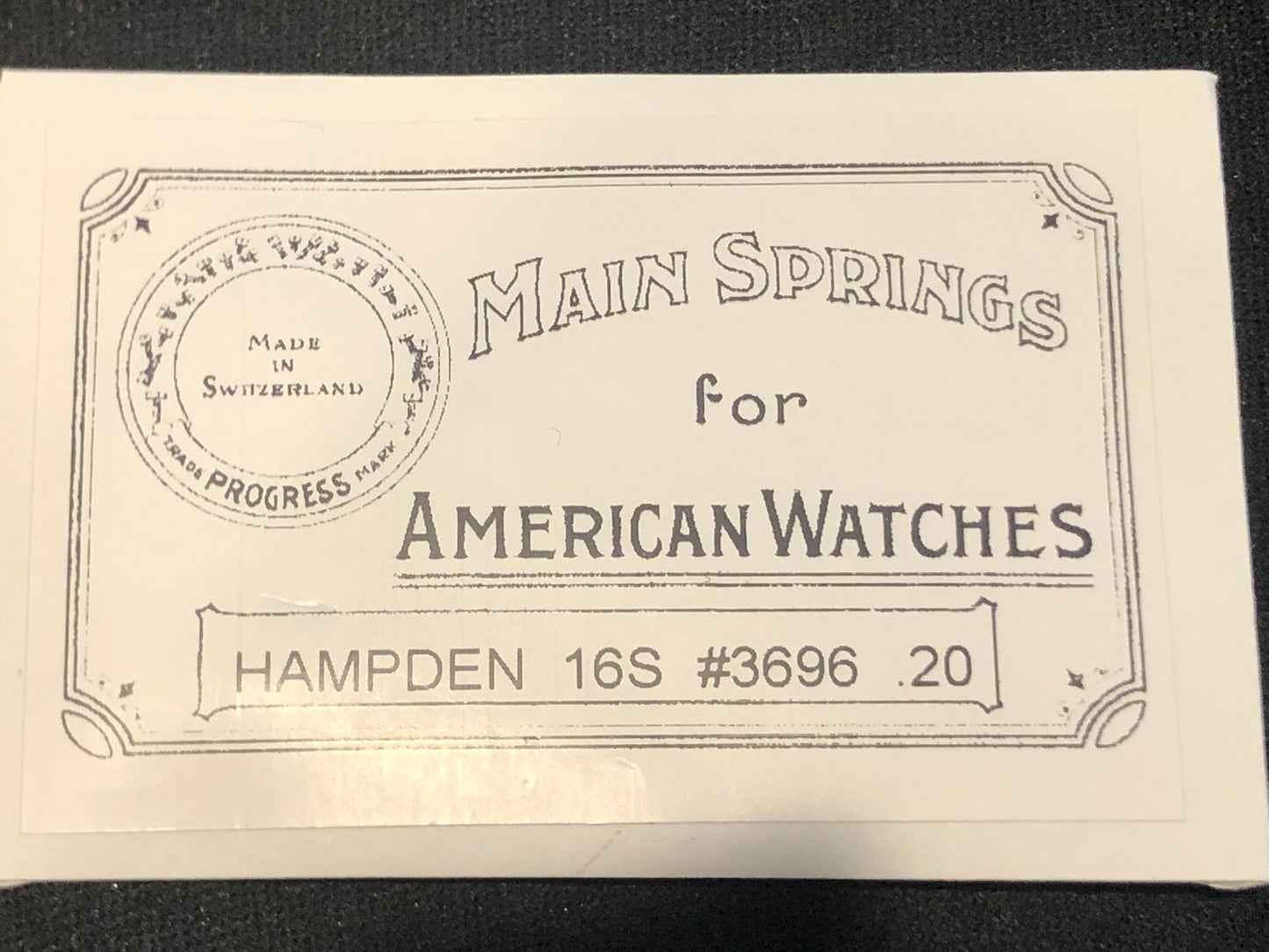 Progress Mainspring for 16s Hampden Factory No. 3696 - Steel