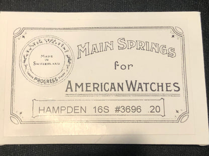Progress Mainspring for 16s Hampden Factory No. 3696 - Steel