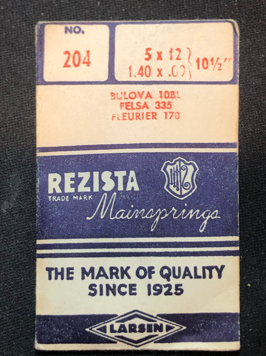 Rezista Mainspring #204 for Bulova 10BL, 10ZL, Felsa 335, 336, Fleurier 170 - Steel
