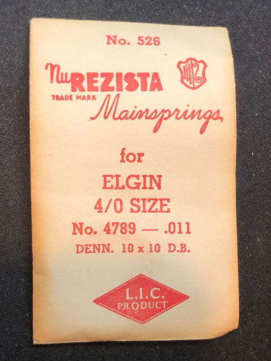 NuRezista Mainspring #526 for Elgin 4/0s Factory No. 4789 - Steel