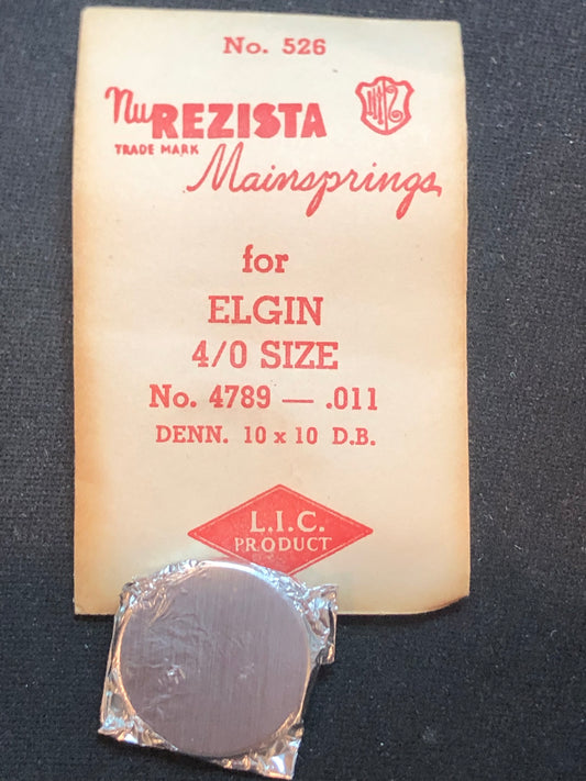 NuRezista Mainspring #526 for Elgin 4/0s Factory No. 4789 - Steel